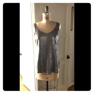 Flashy silver sequin Eileen Fisher tank, medium